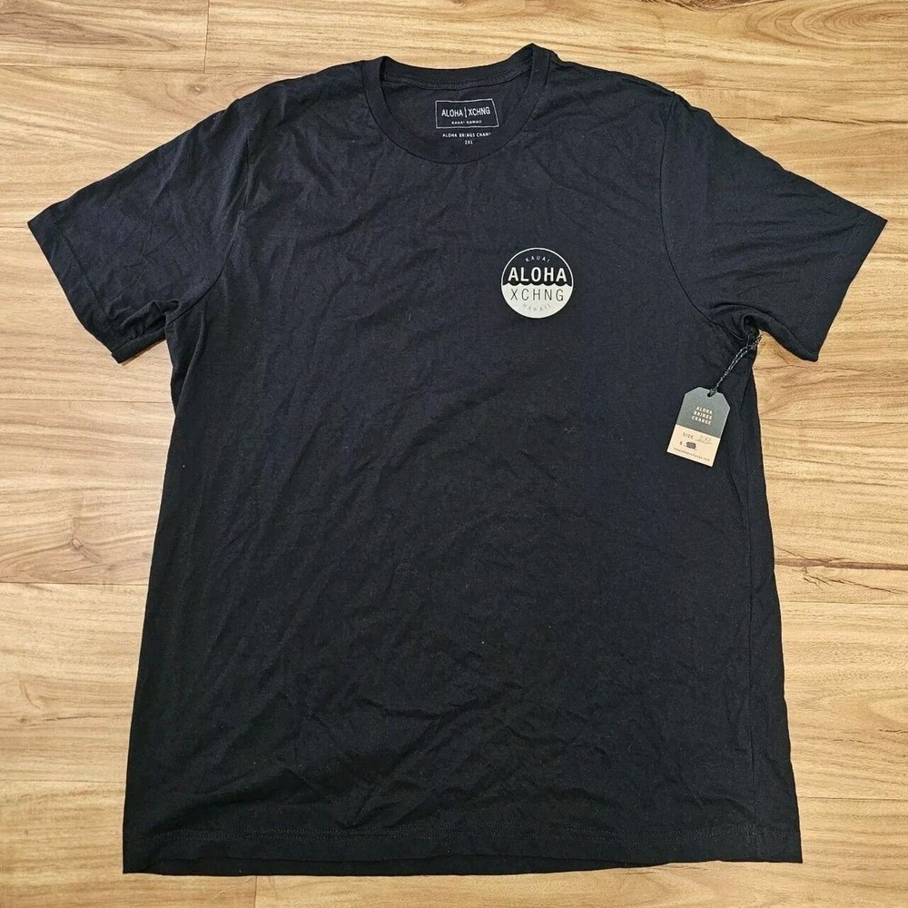 Aloha XCHNG Kauai Hawaii Mens Black Surf T Shirt 2XL
